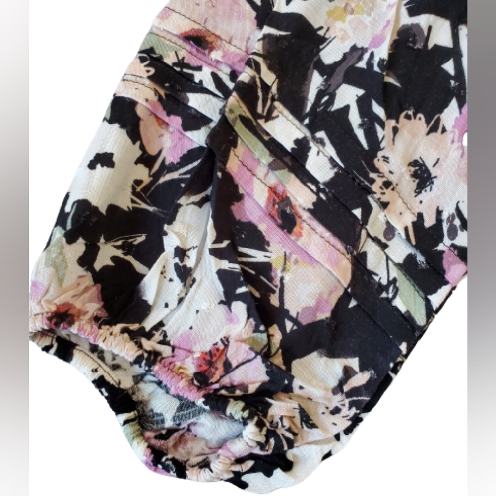 Torrid plus floral swiss dot long sleeves tiered midi dress, 2XL, black - Picture 6 of 13